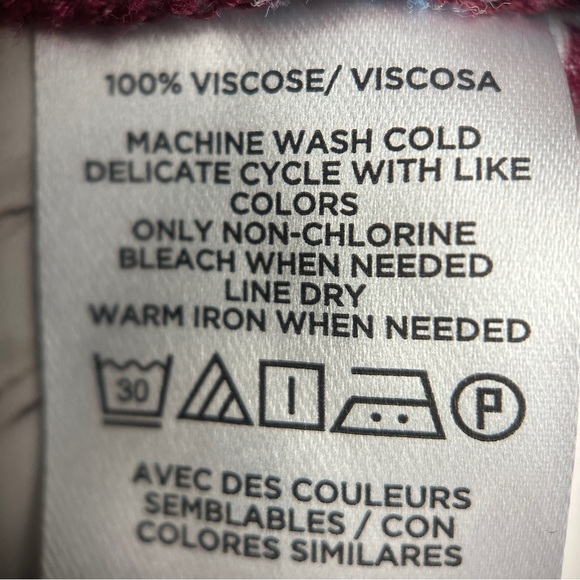 EUC LOFT Burgundy and Blue Floral Wrap Blouse Size Small - Picture 14 of 16